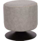 5035 Round Vintage Ottoman in Ash Leatherette on Black Base